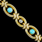 Antique Victorian Turquoise Diamond Bracelet 15ct Gold