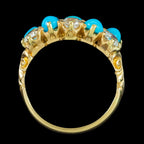 Antique Victorian Turquoise Diamond Cluster Ring 1.1ct Diamond