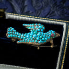 Antique Victorian Turquoise Dove Brooch 18ct Gold