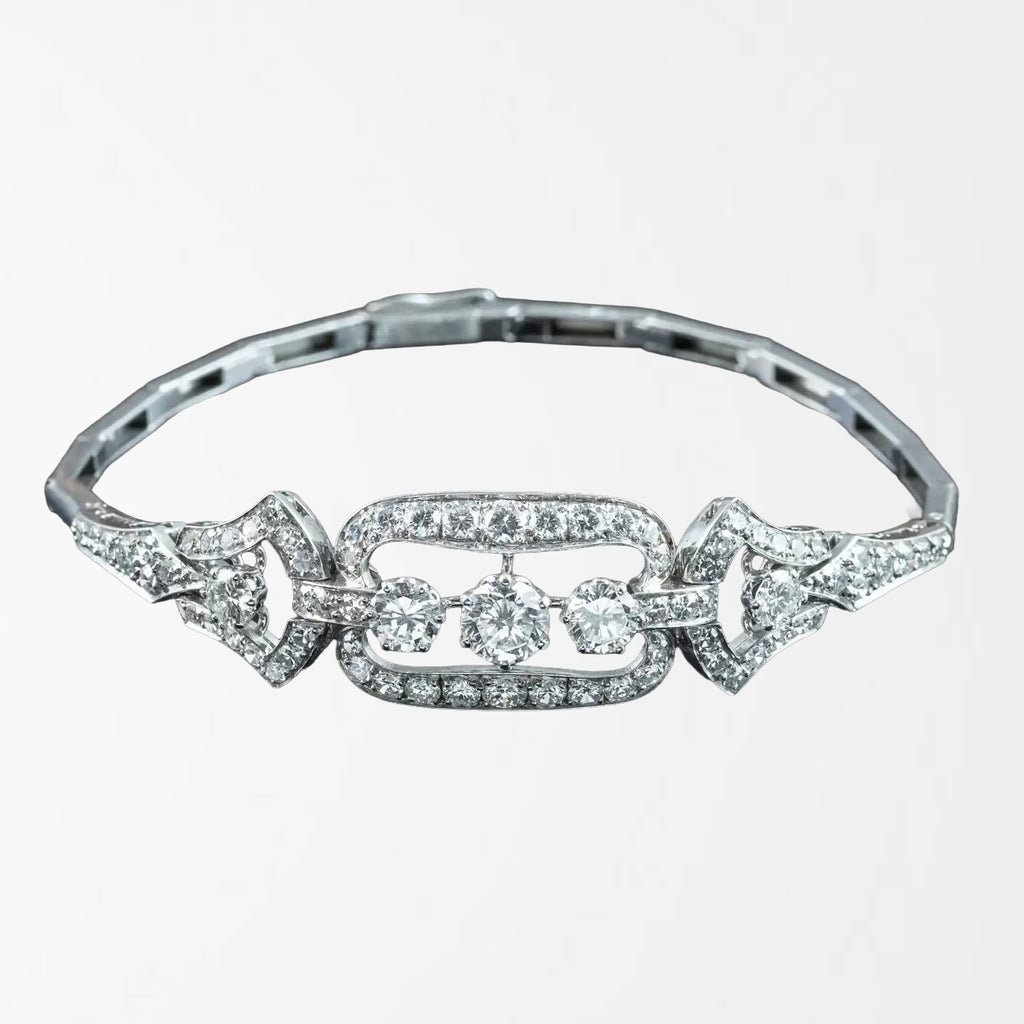 Antique Art Deco Diamond Bracelet 14ct Gold 3.5ct Total