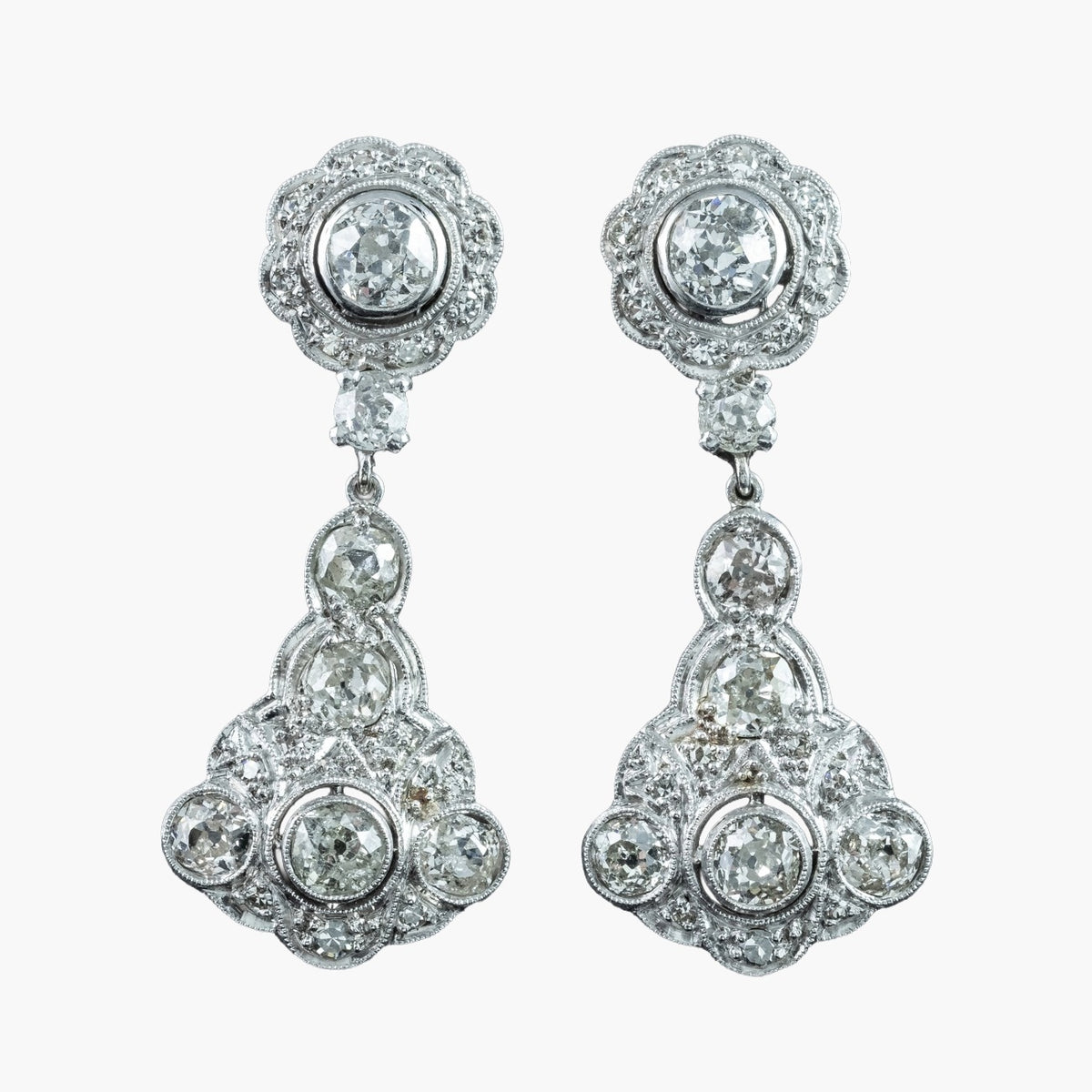 Antique Art Deco Diamond Earrings Night And Day 2.9ct Total Main image
