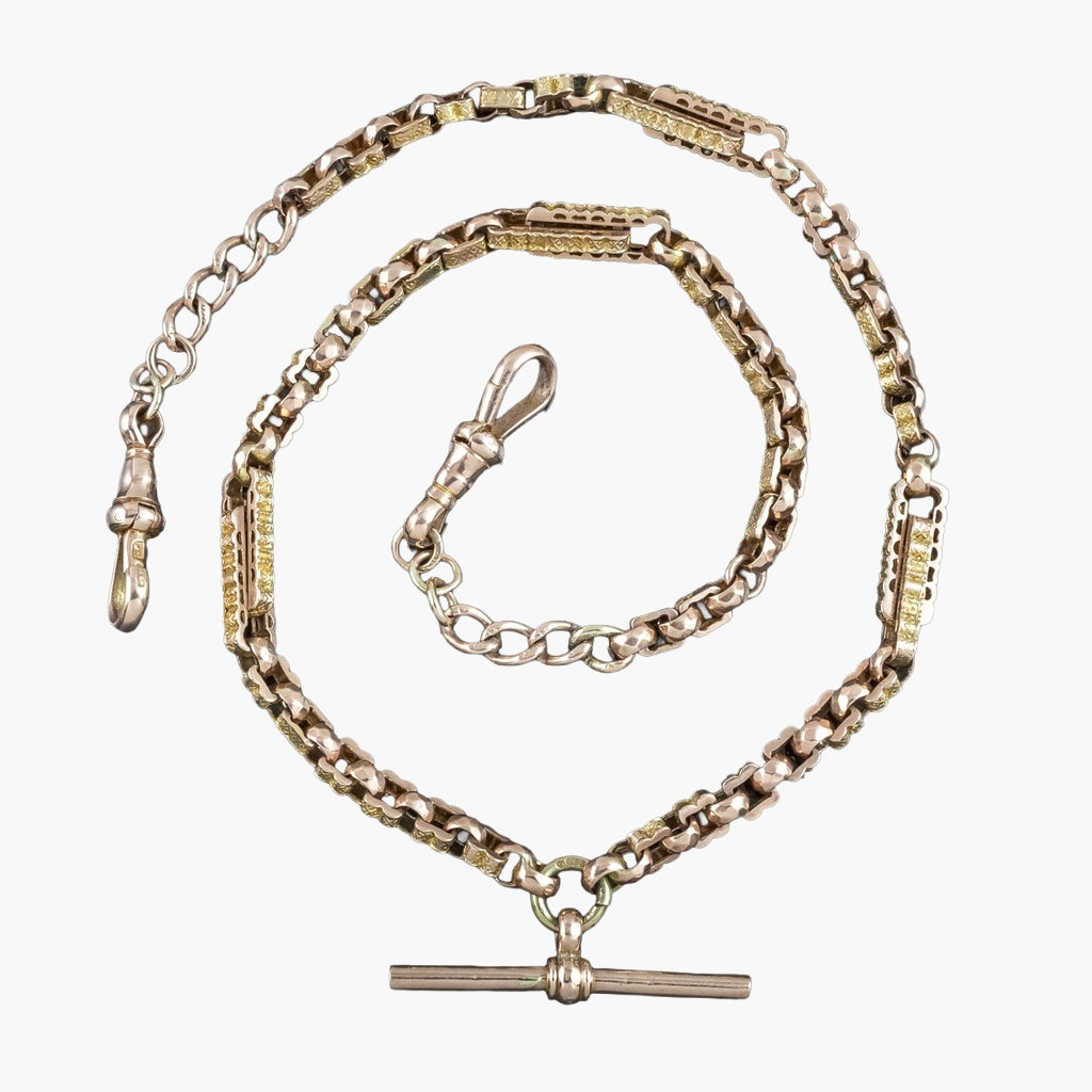 Antique Edwardian Albert Chain Necklace 9ct Gold 17.8 Inch
