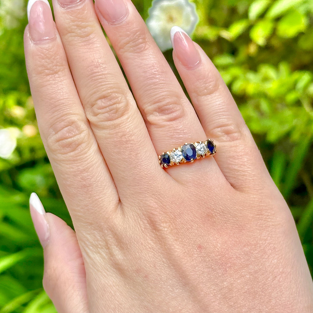 Antique Edwardian Sapphire Diamond Ring 1.2ct Sapphire
