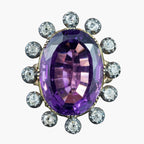 Antique Georgian Amethyst Diamond Cluster Ring 18ct Amethyst