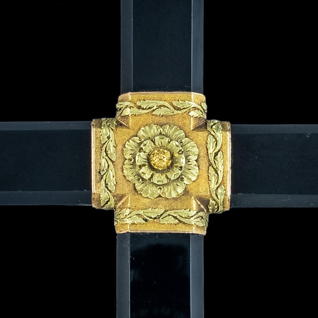Antique Georgian Cross Pendant Black Onyx 18ct Gold