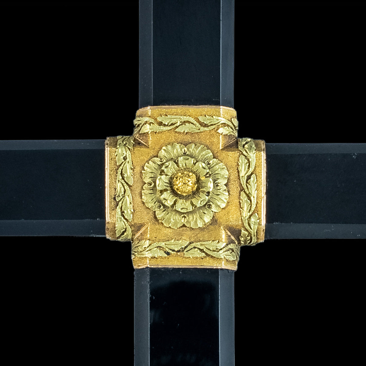 Antique Georgian Cross Pendant Black Onyx 18ct Gold