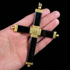 Antique Georgian Cross Pendant Black Onyx 18ct Gold