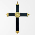 Antique Georgian Cross Pendant Black Onyx 18ct Gold