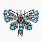 Antique Victorian Butterfly Brooch Diamond Opal Ruby