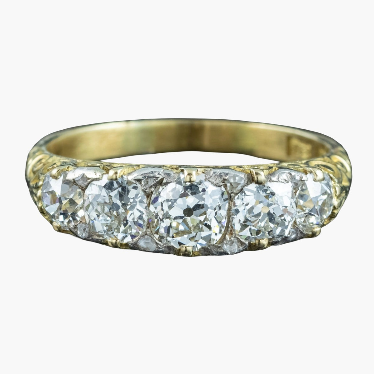 Antique Victorian Diamond Ring 2.15ct Old Cut Diamonds Main image
