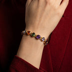 Antique Victorian Gemstone Harlequin Bracelet 15ct Gold