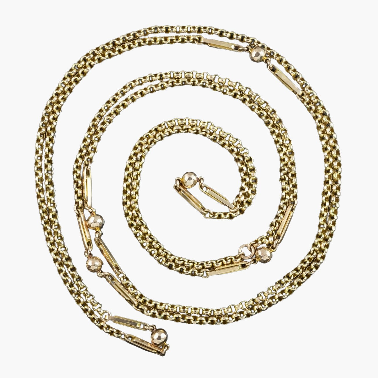 Antique Victorian Guard Chain Necklace 9ct Gold 58 Inch