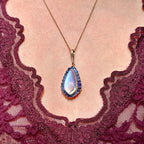 Antique Victorian Moonstone Sapphire Pendant Necklace 15ct Moonstone