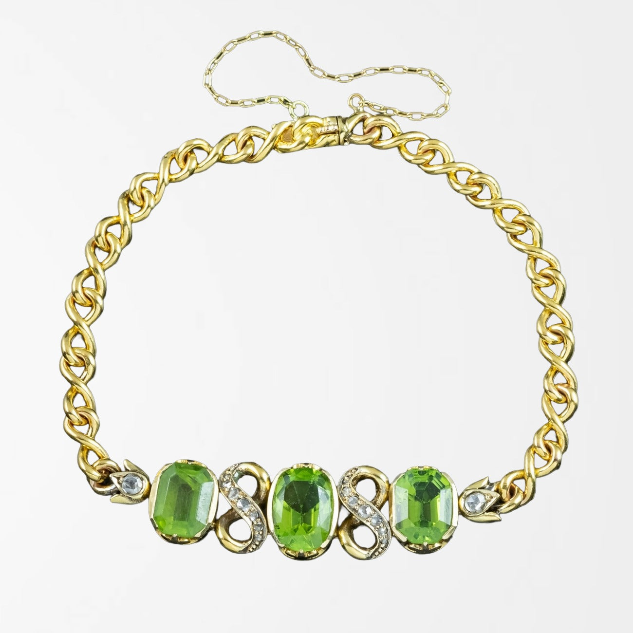 Antique Victorian Peridot Diamond Bracelet 18ct Gold Main image