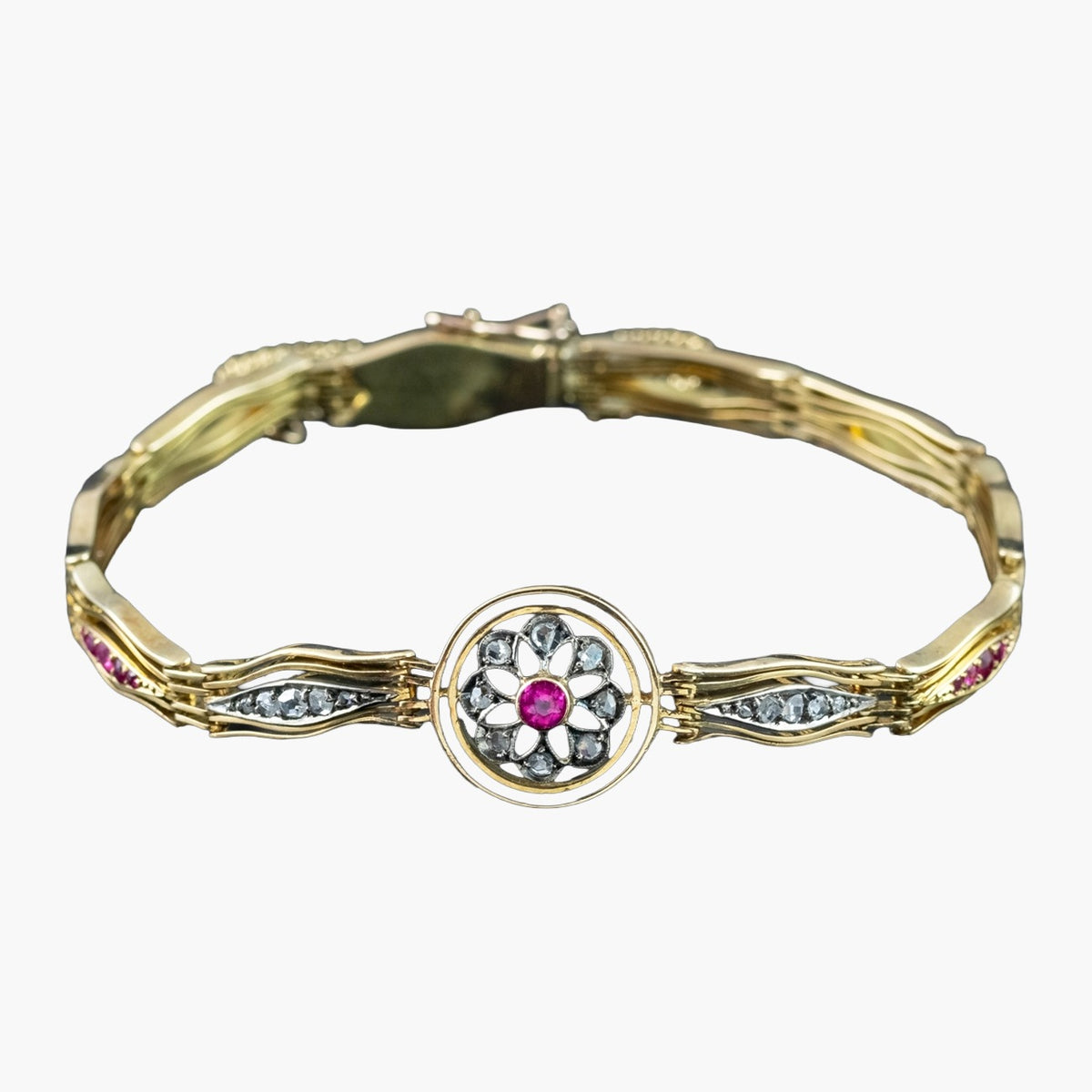 Antique Victorian Ruby Diamond Bracelet 18ct Gold Main image