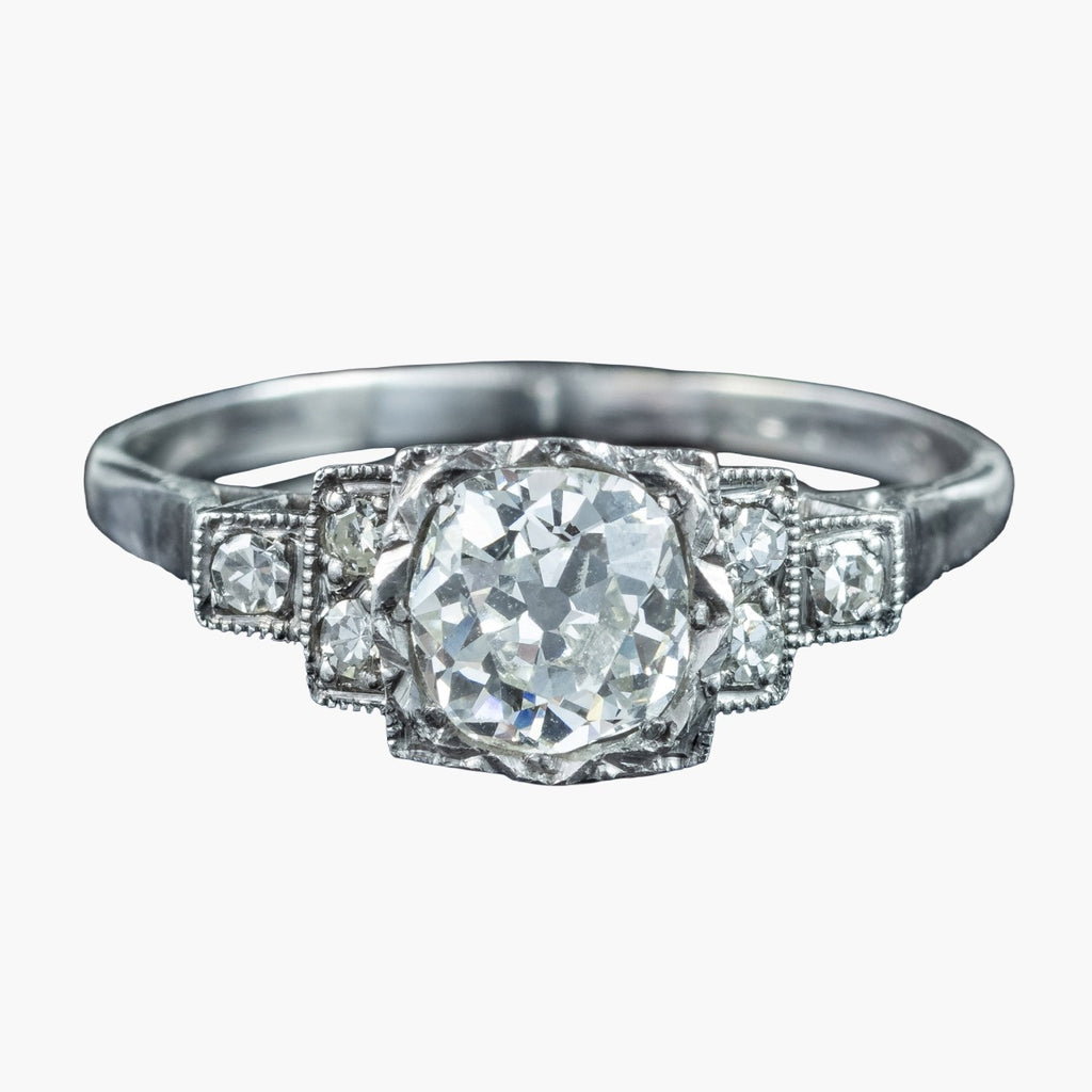 Antique Art Deco Diamond Ring 1.38ct Total