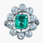 Antique Art Deco Emerald Diamond Cluster Ring 1.7ct Emerald