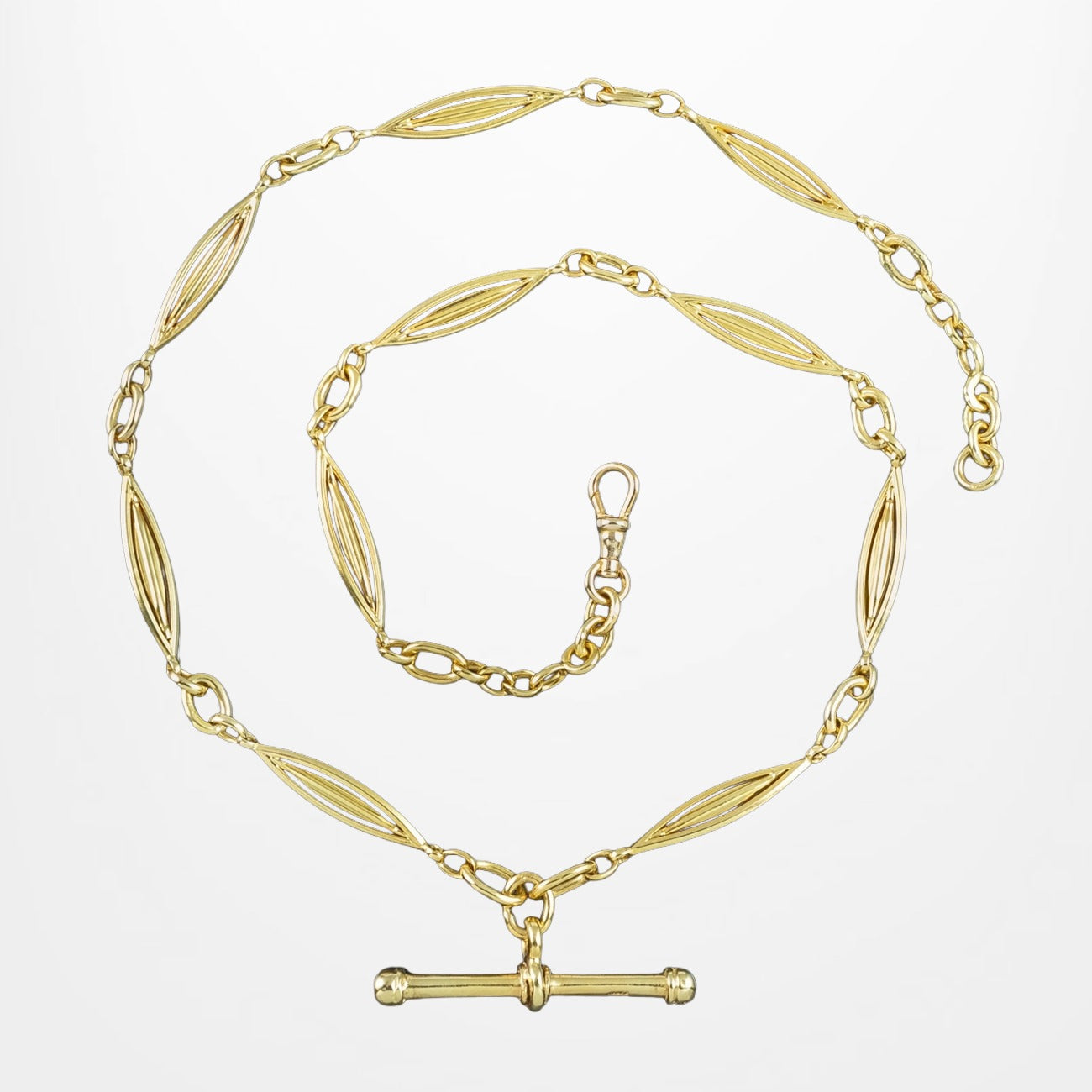 Antique Edwardian Albert Chain Necklace 18ct Gold Main image