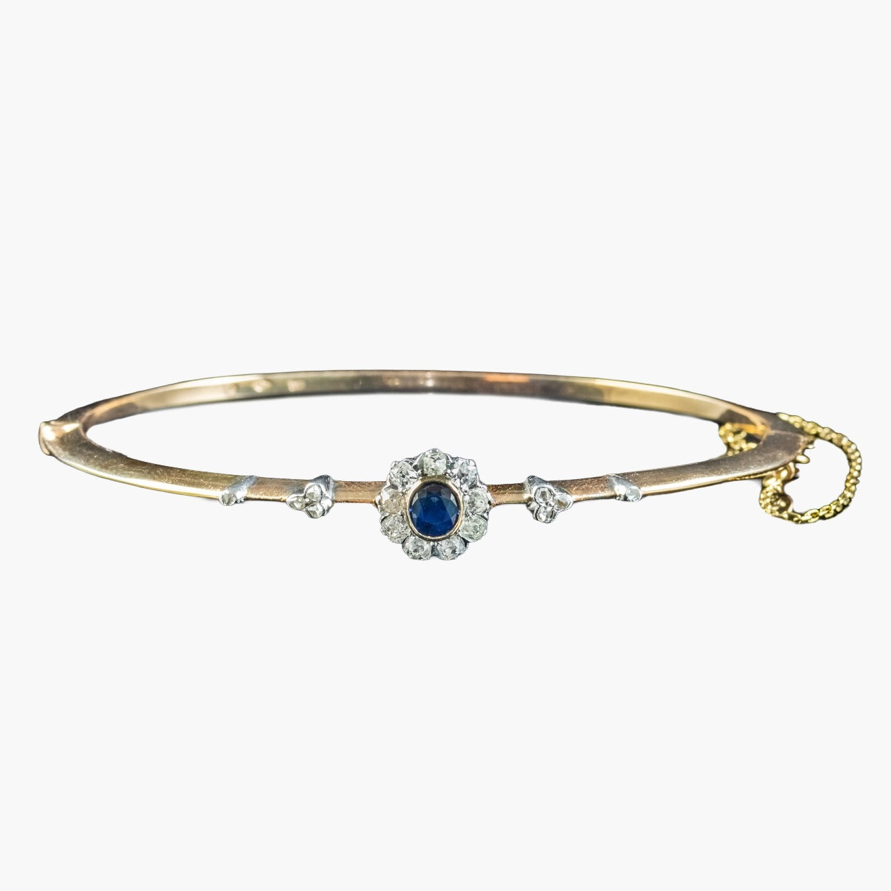 Antique Edwardian Austro-Hungarian Sapphire Diamond Daisy Bangle Main image