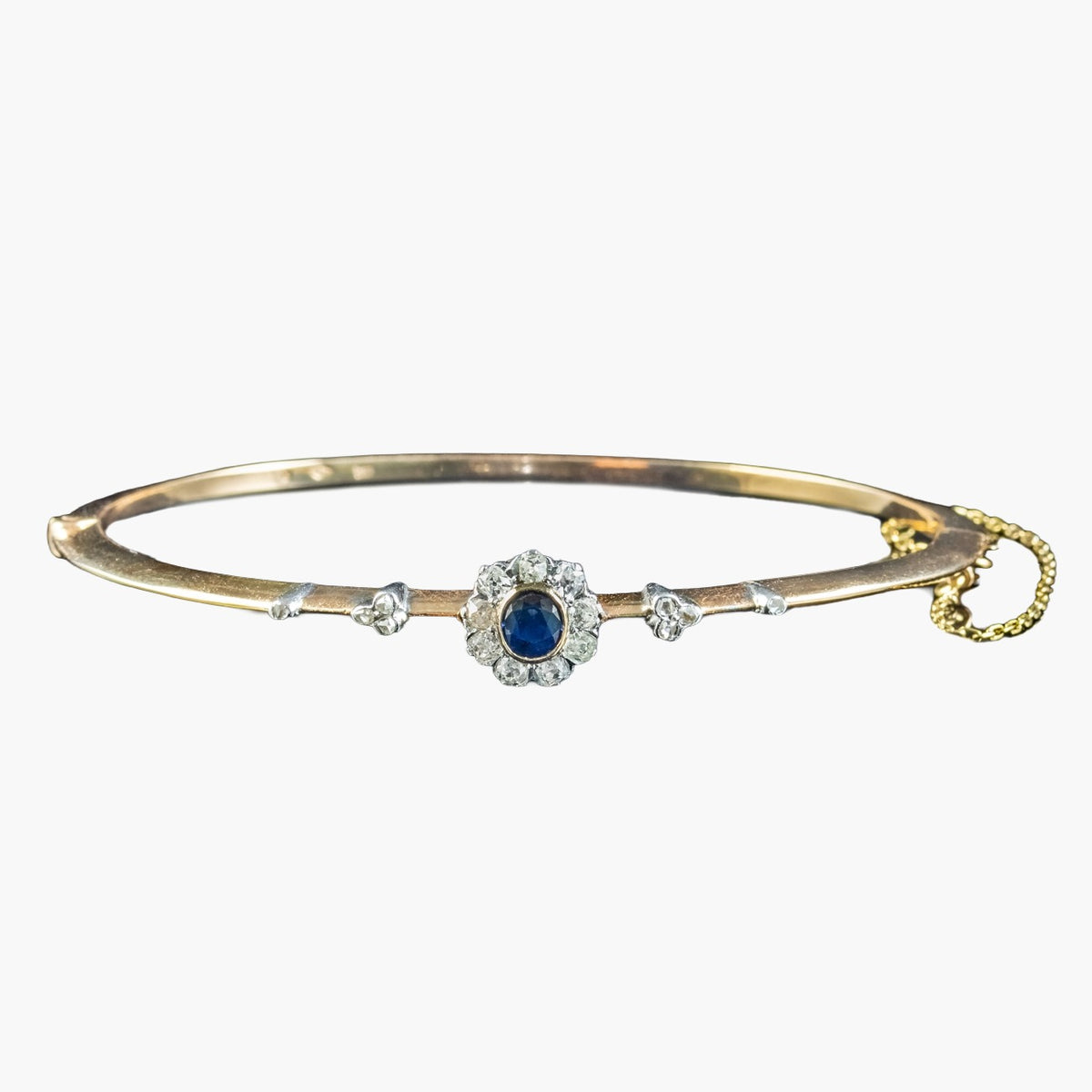 Antique Edwardian Austro-Hungarian Sapphire Diamond Daisy Bangle