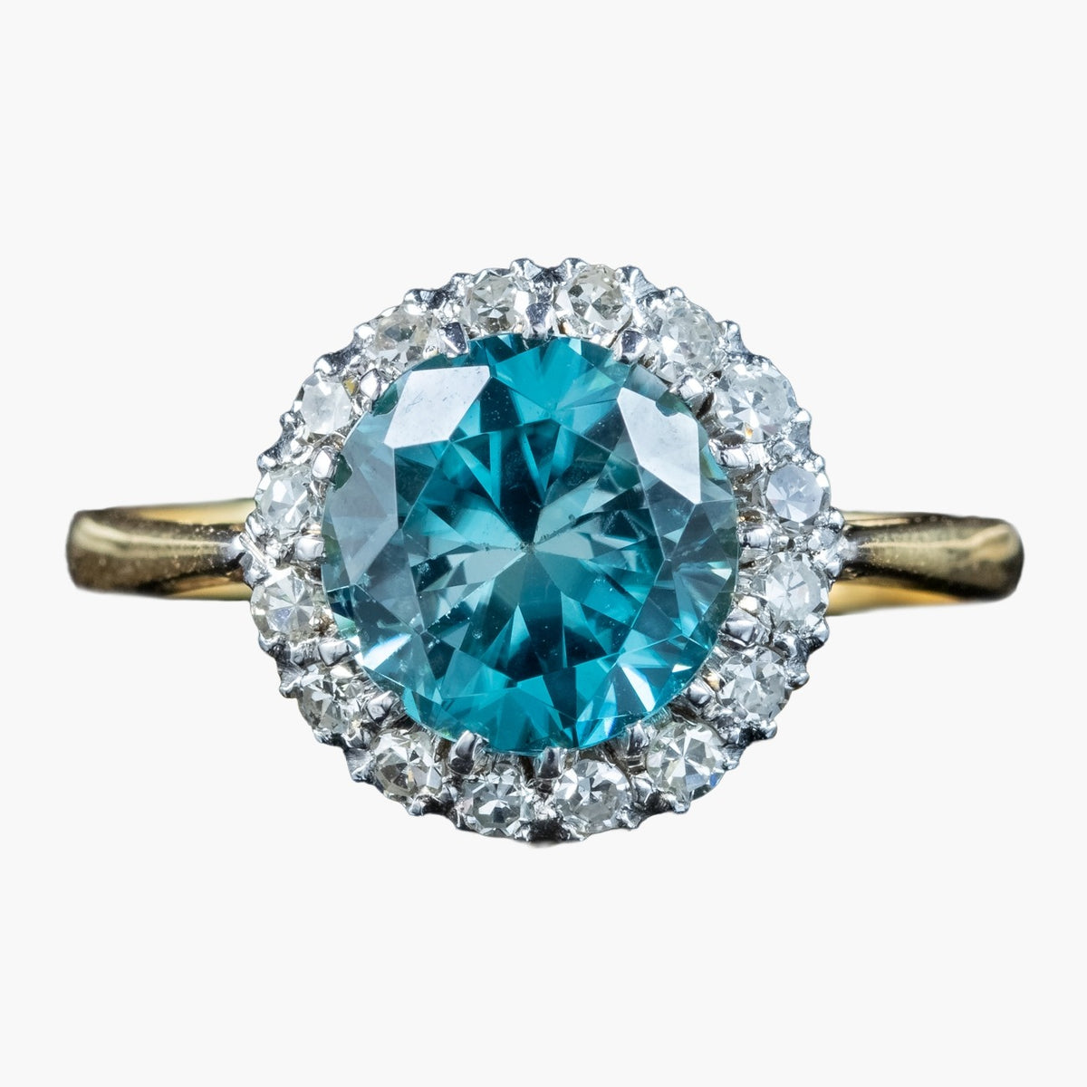 Antique Edwardian Blue Zircon Diamond Cluster Ring 3.2ct Zircon Main image