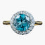 Antique Edwardian Blue Zircon Diamond Cluster Ring 3.2ct Zircon
