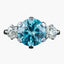 Antique Edwardian Blue Zircon Diamond Trilogy Ring 3ct Zircon