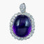 Antique Edwardian Cabochon Amethyst Diamond Pendant 16ct Amethyst