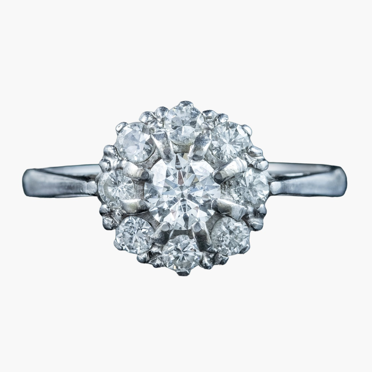 Antique Edwardian Diamond Cluster Ring 1.5ct Total Main image