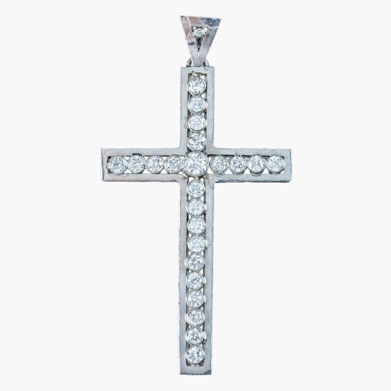 Antique Edwardian Diamond Cross Pendant Platinum 1.2ct Diamond Main image