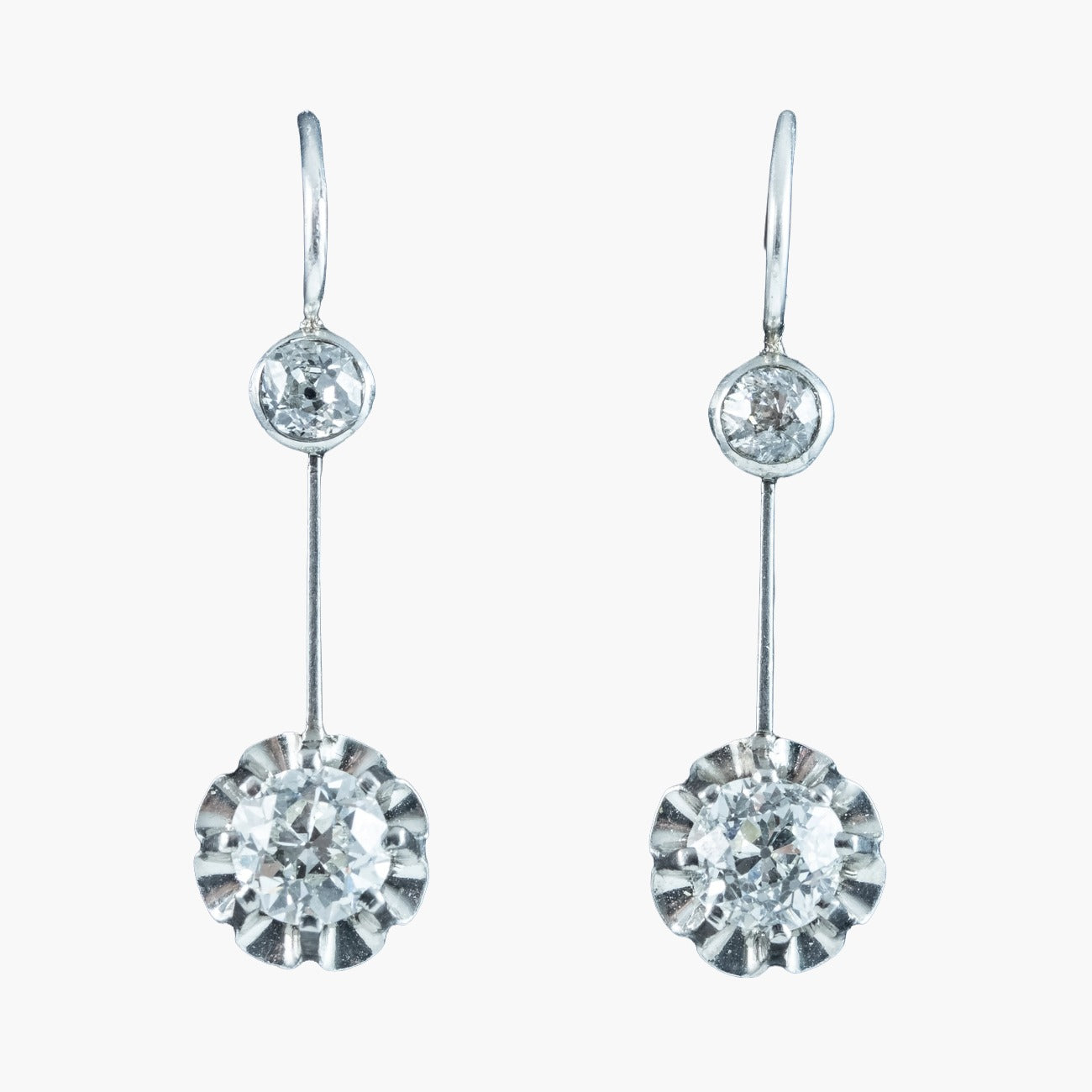 Antique Edwardian Diamond Drop Earrings 1.2ct Total
