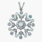 Antique Edwardian Diamond Pearl Pendant 15ct Gold