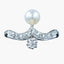 Antique Edwardian Diamond Pearl Toi Et Moi Tiara Ring 0.50ct Total