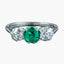 Antique Edwardian Emerald Diamond Trilogy Ring 0.75ct Colombian Emerald With Cert