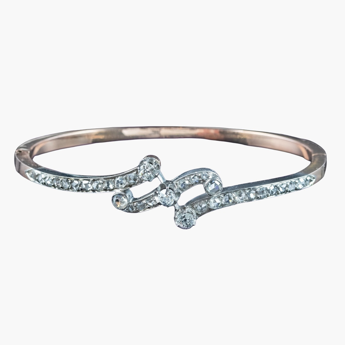 Antique Edwardian French Diamond Bangle Platinum 18ct Gold Main image