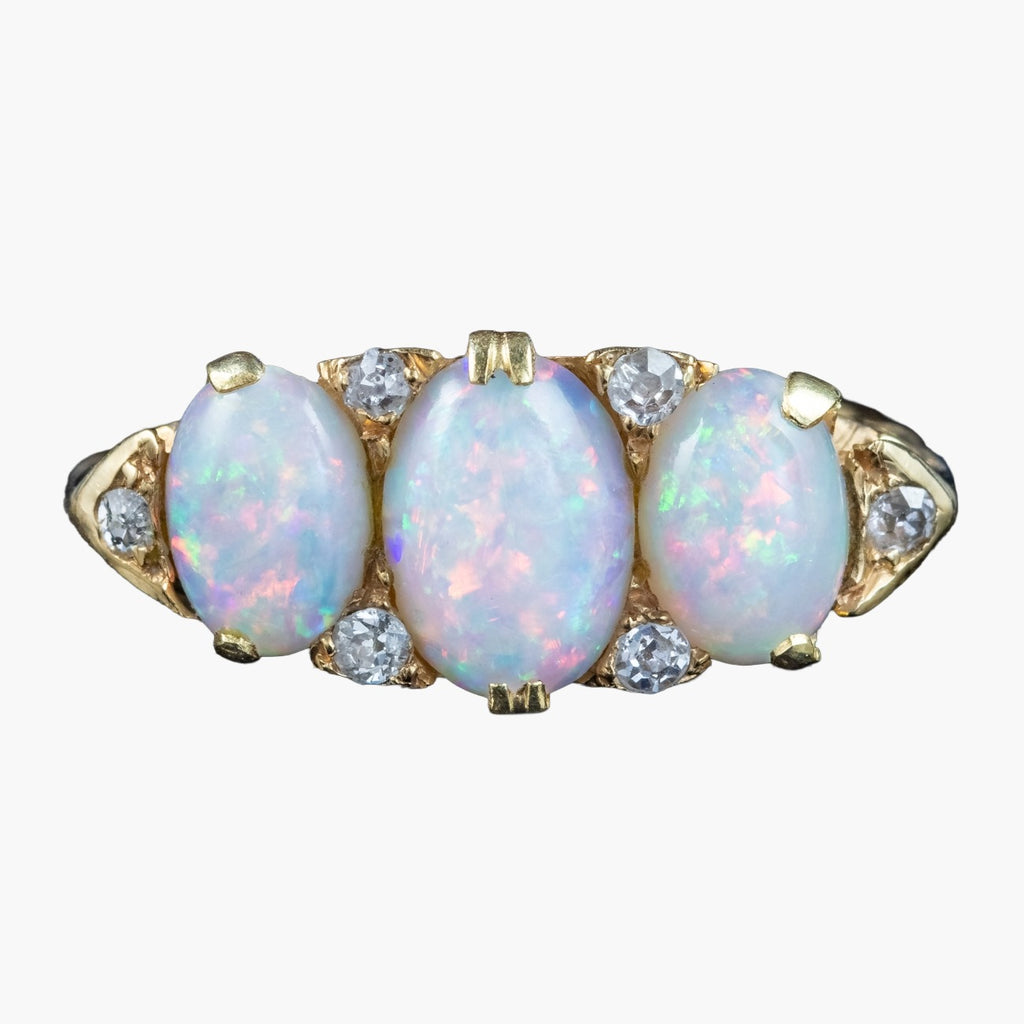Antique Edwardian Opal Diamond Ring 2.9ct Of Opal Dated 1904