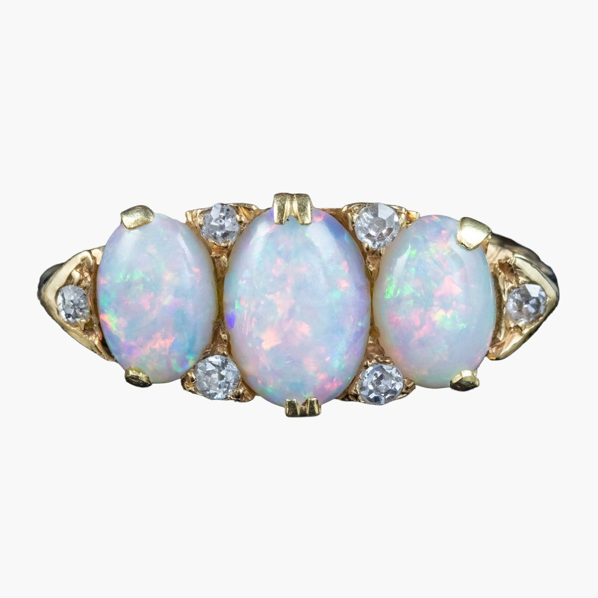 Antique Edwardian Opal Diamond Ring 2.9ct Of Opal Dated 1904