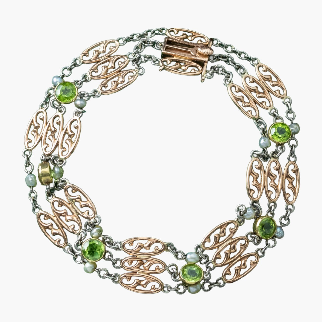 Antique Edwardian Peridot Pearl Bracelet Main image