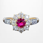 Antique Edwardian Ruby Diamond Cluster Ring 0.45ct Ruby