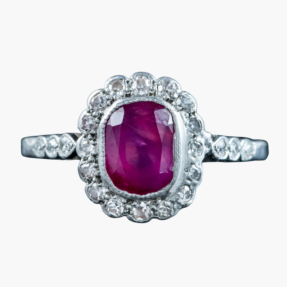 Antique Edwardian Ruby Diamond Cluster Ring 1ct Ruby Main image