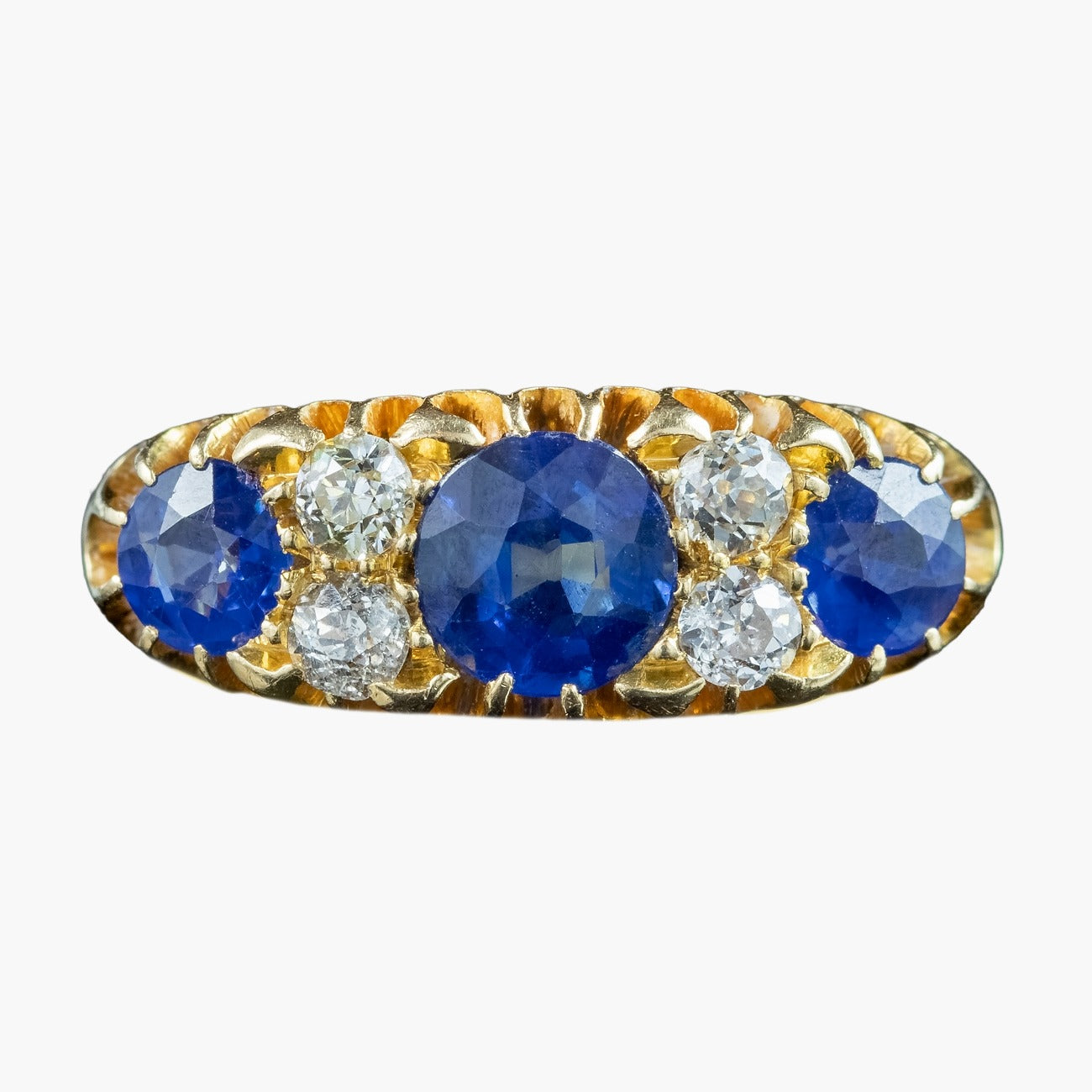 Antique Edwardian Sapphire Diamond Ring 1.4ct Sapphire Dated 1904 Main image