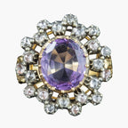 Antique Georgian Amethyst Diamond Cluster Ring 3ct Amethyst