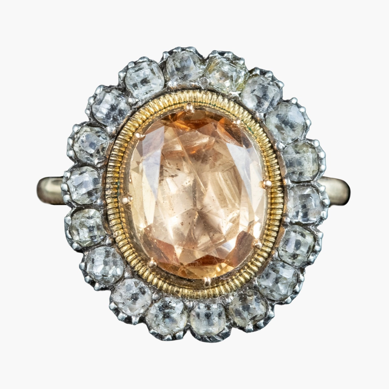 Antique Georgian Imperial Topaz Paste Cluster Ring 4ct Orange Topaz