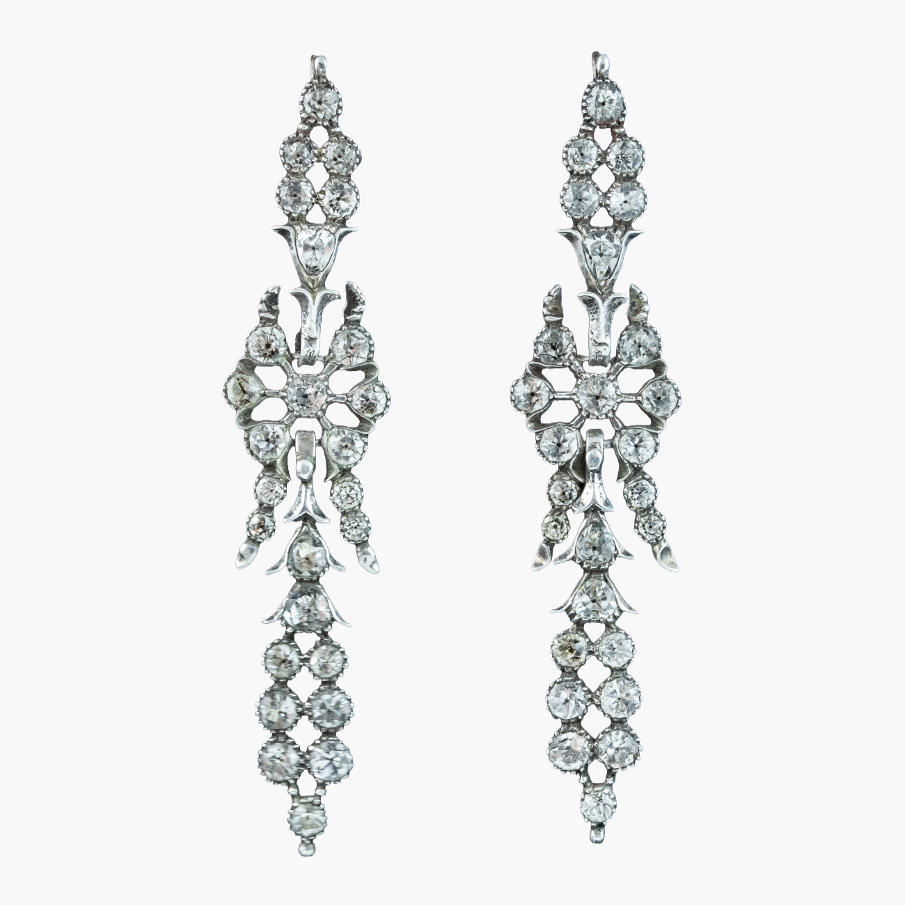 Antique Georgian Paste Drop Earrings Silver Gold Wires Main image
