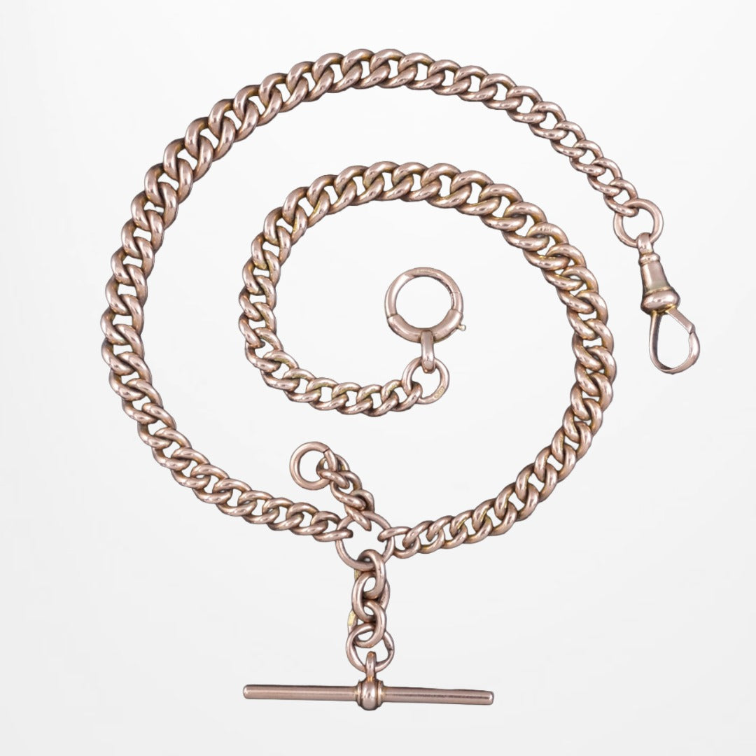 Antique Victorian Albert Chain Solid 9ct Rose Gold 15.5 Inch Dated 1881 Main image