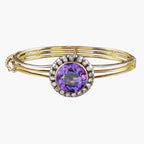 Antique Victorian Amethyst Diamond Bangle 15ct Gold