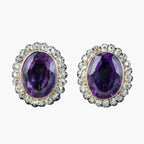 Antique Victorian Amethyst Diamond Clip Earrings 5ct Amethysts