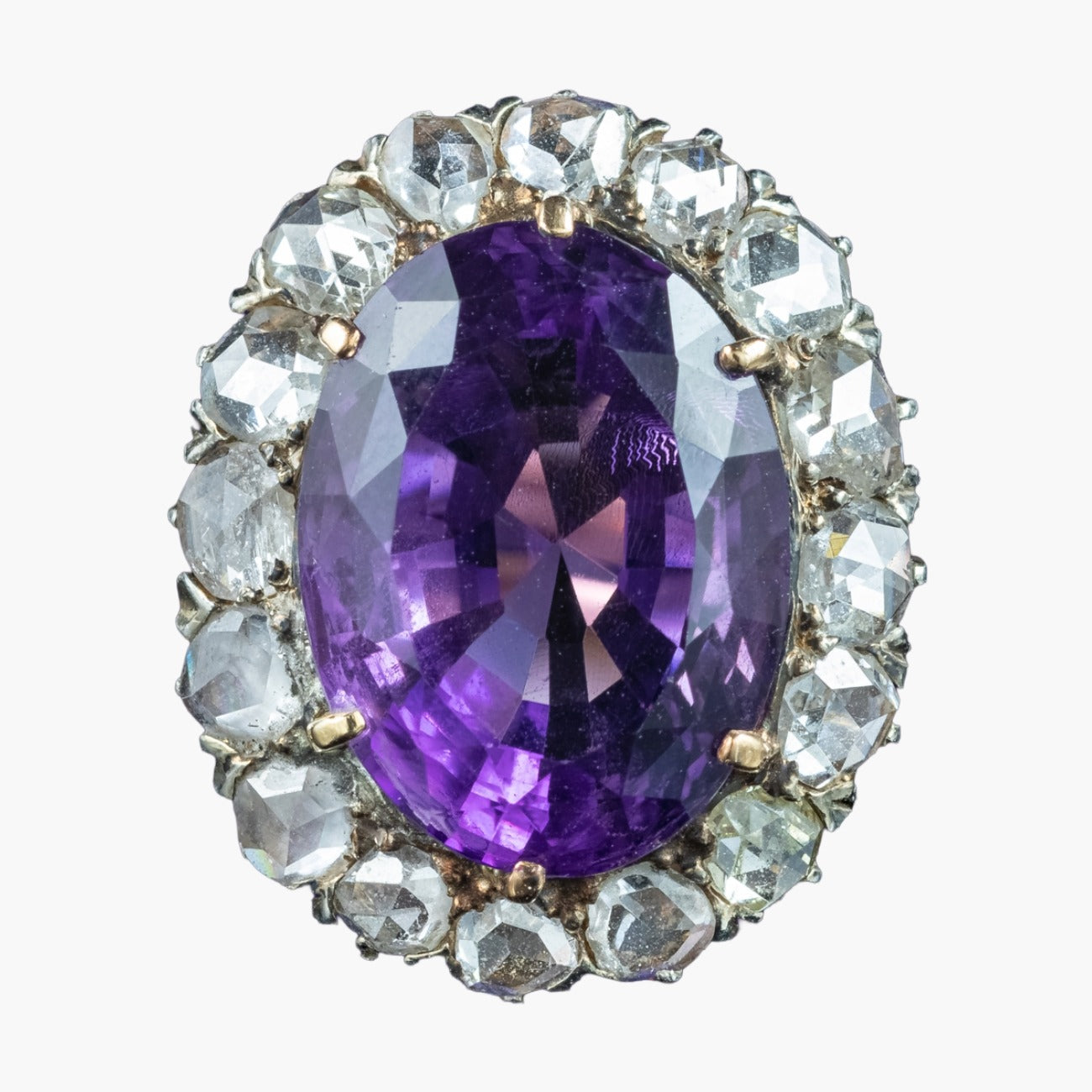 Antique Victorian Amethyst Diamond Cluster Ring 8.5ct Amethyst Main image