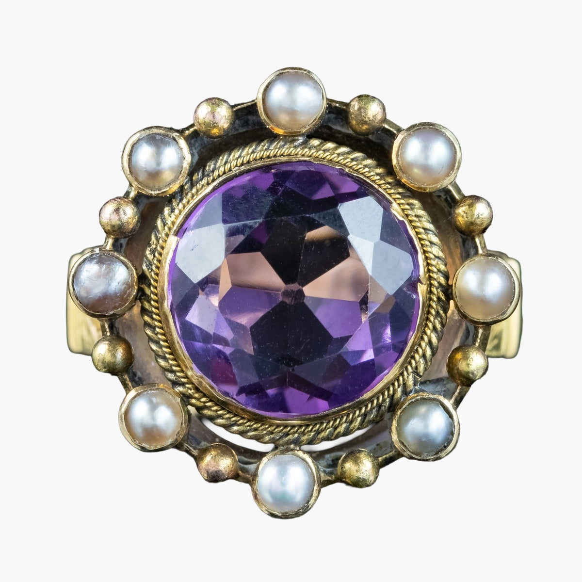 Antique Victorian Amethyst Pearl Cluster Ring 6ct Amethyst Main image