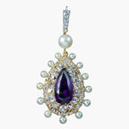 Antique Victorian Amethyst Pearl Diamond Pendant 7ct Amethyst With Box
